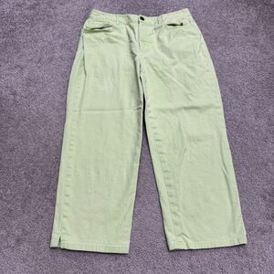 Talbots Stretch Straight Cropped Denim Jeans Womens 6 Lime Green Cotton Linen
